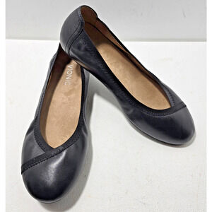Vionic Caroll Ballet Flats Shoes Womens Black Leather Casual Slip Ons Sz 8.5